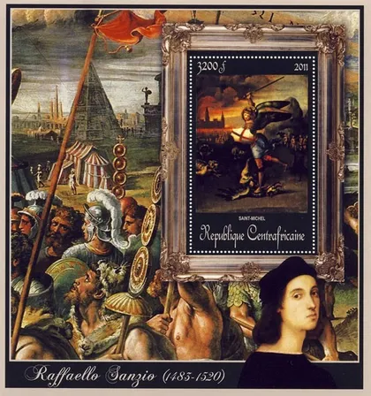 фото, ЦАР-Живопись- Рафаэль -2011.Чистый  красивый Блок.MNH.