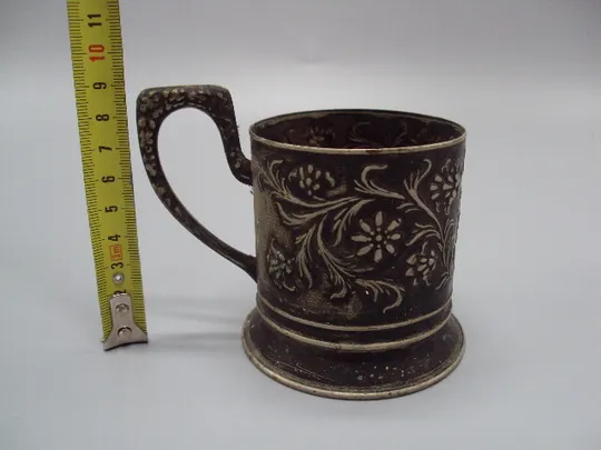 Купити Подстаканник МПС Артель мосювелир мельхиор узор цветы высота 7,6 см, диаметр 6,8 см №15453А