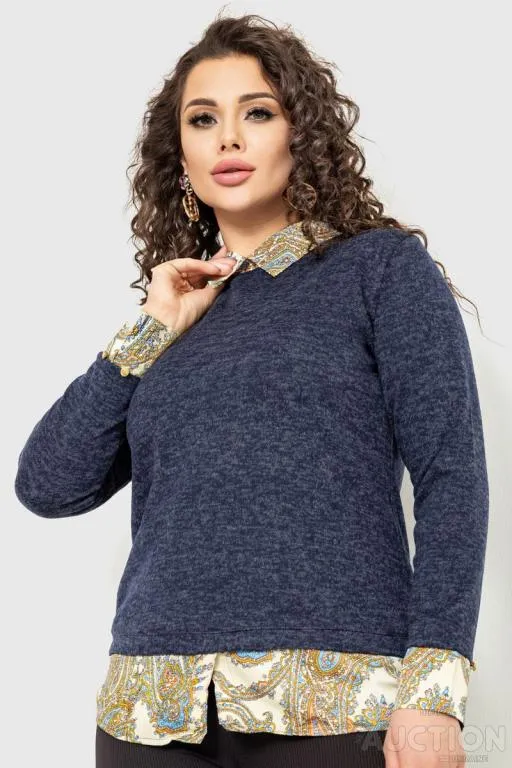 Блуза женская обманка, цвет синий, 230R542-1 Ціна