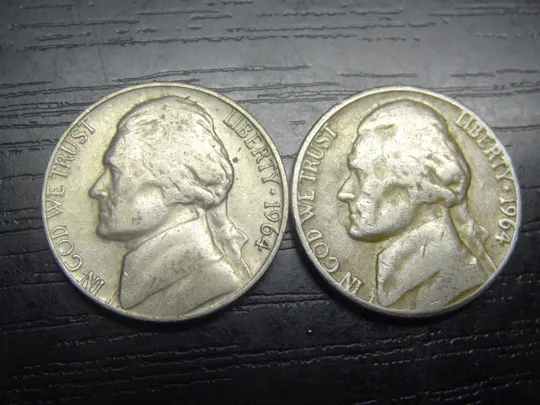 Купити 5 центів 1964 США (два різновиди)