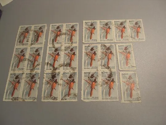 марки цвепки Индия 2000 птицы птички, райская мухоловка лот 22 шт гаш №1743 Ціна