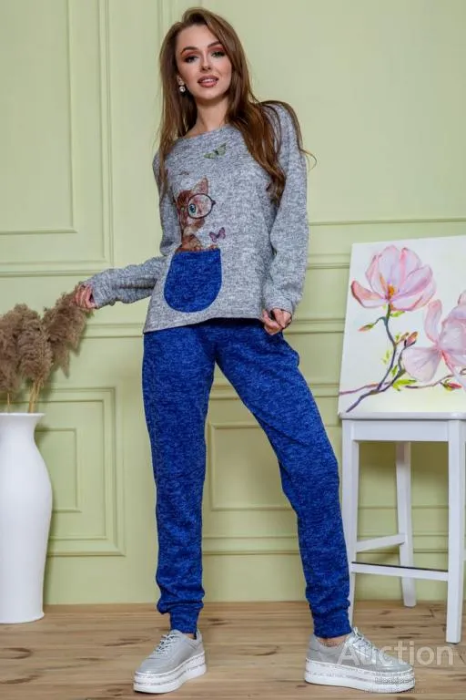 Женский костюм штаны + кофта, серо-синего цвета, 172R1211-2 З аукціону