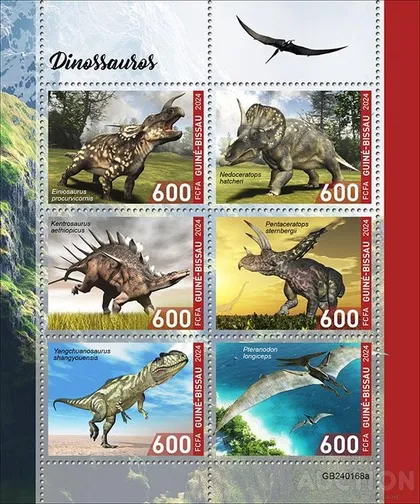 фото, Гвинея Бисау-Динозавры -2024.Чистый полный красивый комплект-М/Лист.MNH