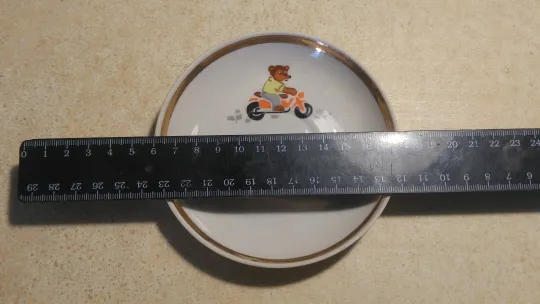 Блюдце дитяче Ведмедик на мотоциклі стара радянська порцеляна Дульово Вживане Інтернет-аукціон
