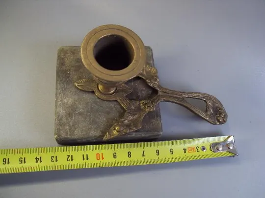 Подсвечник с ручкой листок листик виноград на мраморной подставке маленький высота 7,5 см (№ 1199) Продаж