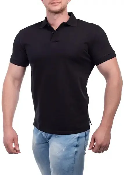 Футболка чоловіча поло з якісної бавовни Bono 400001 чорна, розмір 46 S Ціна