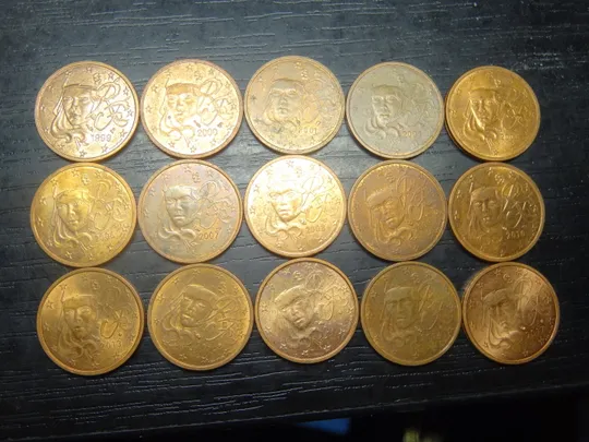 2 євроцента Франція (порічниця), 15шт, всі різні Ціна