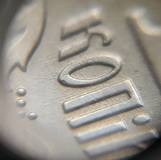 (8190) 10 копійок 2011 потьоки металу на реверсі, "клякси", "полоси" (10 копеек 2011 подтек) З аукціону