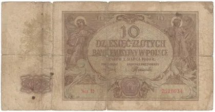 фото, 10 злотих 1940 року Польща [М]