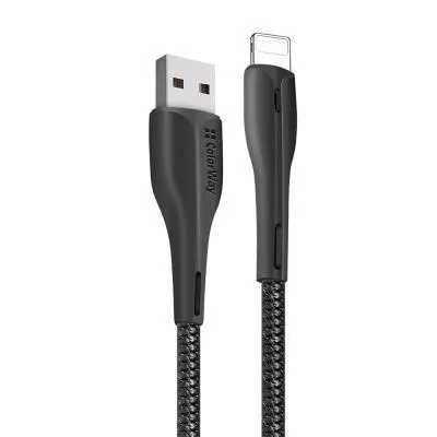 Купити Дата кабель USB 2.0 AM to Lightning 1.0m led black ColorWay (CW-CBUL034-BK)