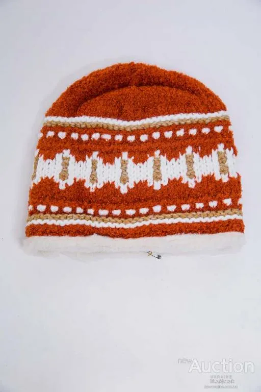 Детская шапка, терракотового цвета с узором, 167R7781 Ціна