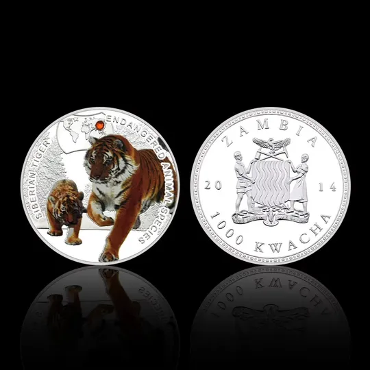 Набір із 12-ти монет з срібним покриттям &quot;Зникаючі тварини світу&quot;. ZAMBIA, 1000 KWACHA, 2014 р. Інтернет-аукціон