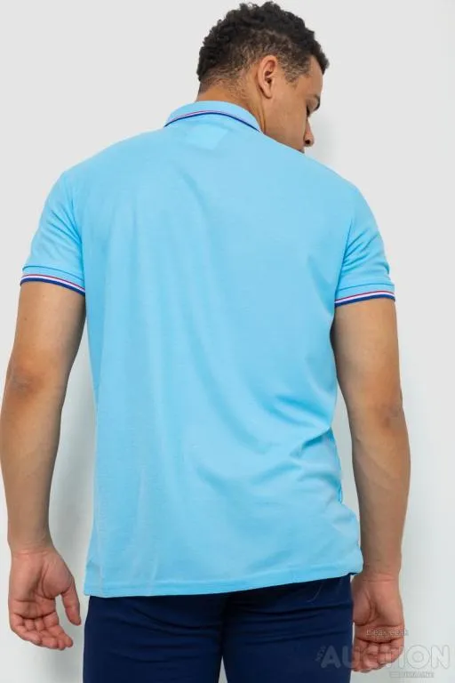 Поло мужское однотонное, цвет голубой, 243RA25 Продаж