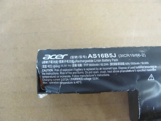 акб оригінал, Акумуляторна батарея, живлення, battery, Оригінальна батарея AS16B5J 11.1V 62.2WH  для ACER Aspire E5-575G, F15 F5-573G З аукціону