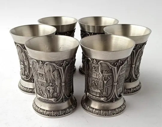 Купити Олов&#039;яні чарки рюмки К. Шпіцвег 6 штук 50 мл WMF Germany Yz12