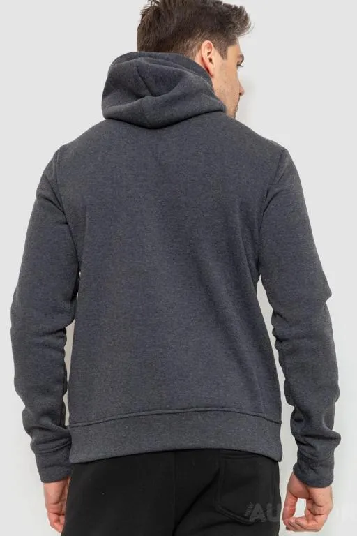 Худи мужской на флисе с капюшоном, цвет темно-серый, 214R022 Продаж
