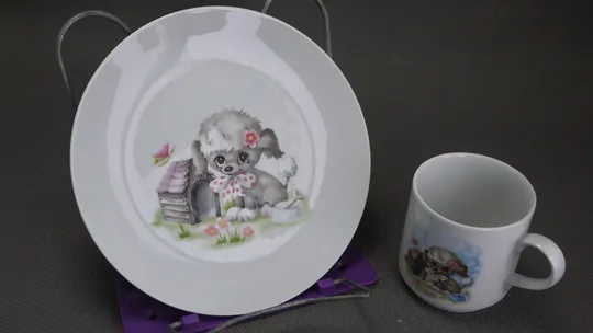 Набір дитячий Тарілка Чашка Песик порцеляна старий посуд Німеччина Bavaria Вживане Ціна