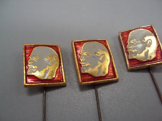 Знак Ленин портрет профиль голова на красном фоне ссср фрачник игла лот 3 шт №17662 З аукціону