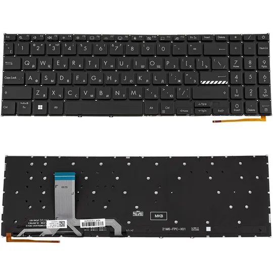 Клавіатура для ноутбука ASUS (X1502 series) rus, black, без фрейму, підсвічування клавіш Ціна