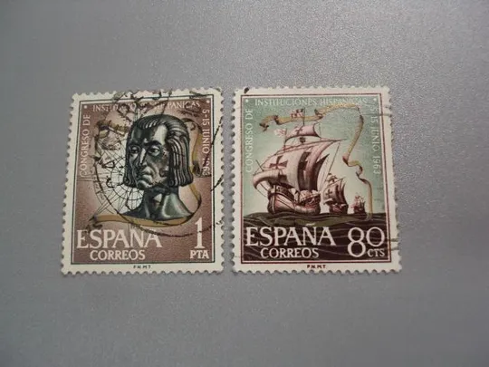 марки Испания 1963 Испания Конгресс испанских культурных учреждений корабли флот лот 2 шт гаш №2329 Ціна
