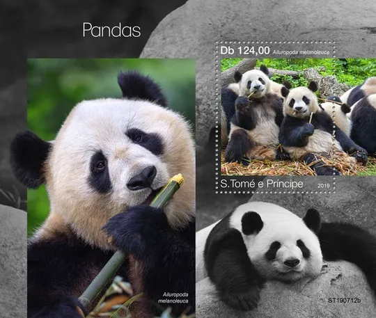 Сан Томе и Принсипи-Панды -2019. Чистый полный красивый комплект. MNH. Ціна