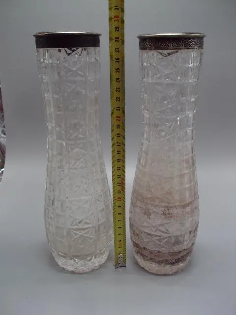 Ваза хрусталь мнц ссср лот 2 шт высота 28,5 см и 28,9 см №13296 Характеристики