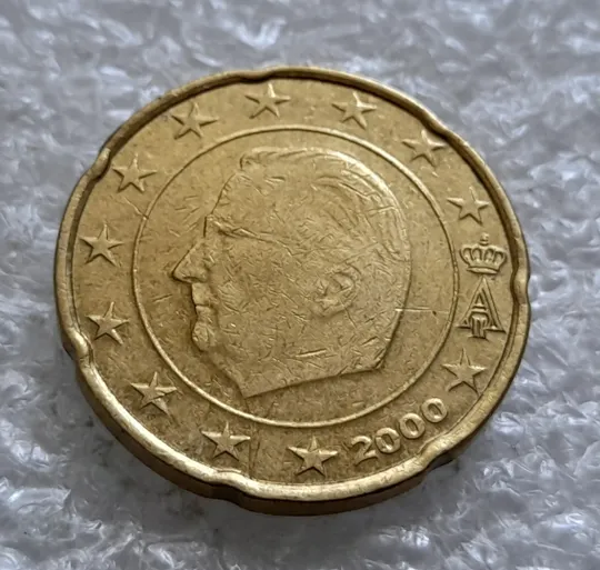 (2308) 20 євроцентів 2000 Бельгія викрошка на "0" номіналу (20 евроцентов 2000 брак) Де купити