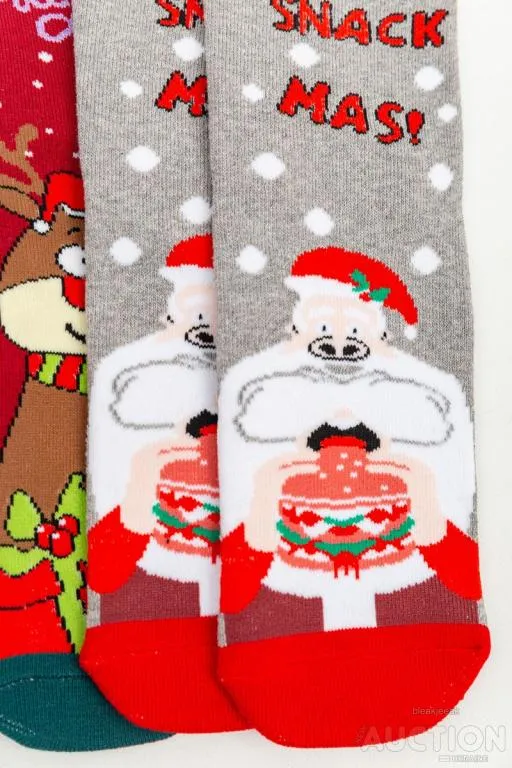 Комплект носков женских новогодних 3 пары, цвет светло-серый, светло-розовый,бордовый, 151R269 З аукціону