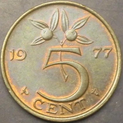 фото, 5 центів 1977 Нідерланди