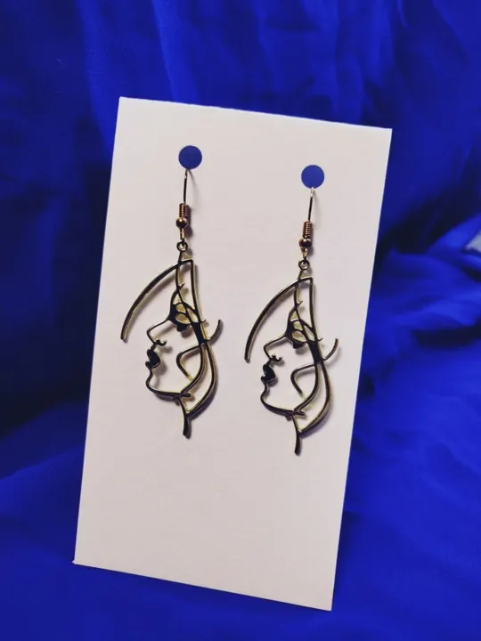 Купити Золотисті сережки-біжутерія «Абстрактне обличчя»