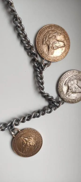 Медали на собаку на толстой цепи, 1970-е годы СССР , федерация служебного собаководства kd264 Продаж