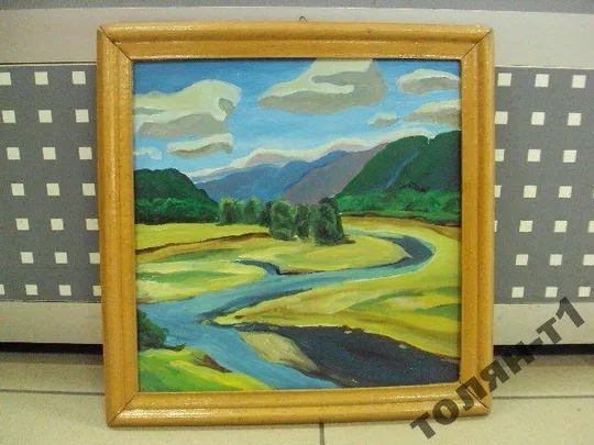 Купити Картина Пейзаж 1999 г. масло, ДВП В раме 30х30 см. Без рамы 26х26,5 см №106