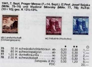 Купити 1941 - Рейх - Богемія - Ярмарок у Празі Mi.75-78  _гаш 8,0 €