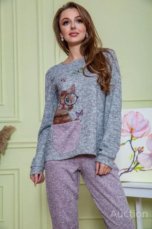 Женский костюм штаны + кофта, серо-пудрового цвета, 172R1211-2 Характеристики