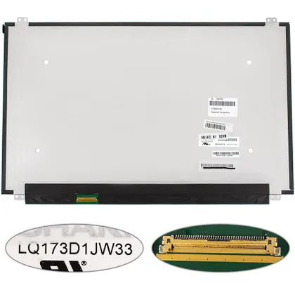фото, Матриця 17.3 LQ173D1JW33 (3840*2160, 40pin(eDP, IPS, 100% RGB), LED, SLIM(вертикальні вушки), матова, роз'єм ліворуч знизу) для