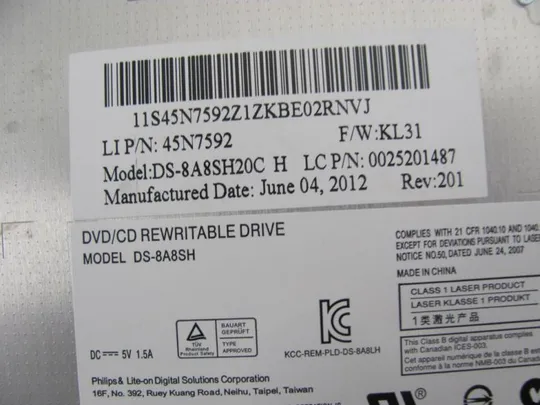 №214-3 DVD-привод DS-8A8SH20C для Lenovo ThinkPad L430 оригінал З аукціону