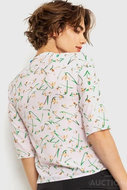 Блуза с цветочным принтом, цвет розово-зеленый, 230R112-5 Продаж