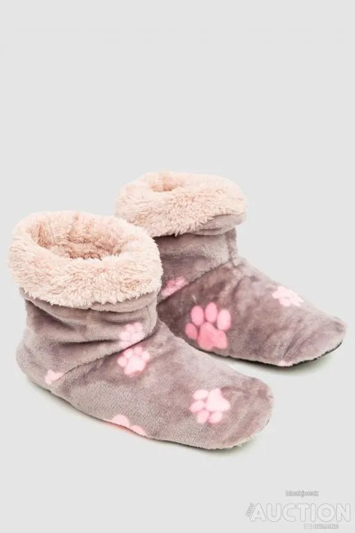 Купити Тапочки-сапожки  домашние плюшевые, цвет серо-розовый, 102R1004-1
