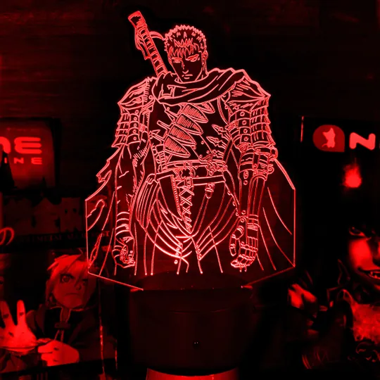 Акриловий світильник-нічник Ґатс Berserk Чорний Мечник червоний tty-n001824 Ціна