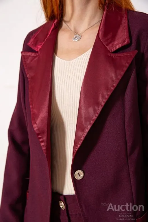 Женский костюм брюки + пиджак, вишневого цвета, 104R1285 Недорого