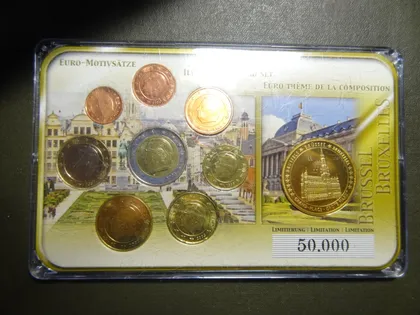 фото, Комплект євромонет Бельгії (Король Альберт II) повний комплект + медаль UNC