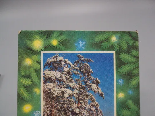 Купити Открытка С Новым годом! лес зима деревья фото Л. Раскина художник В. Пономарев 1975 год №16272