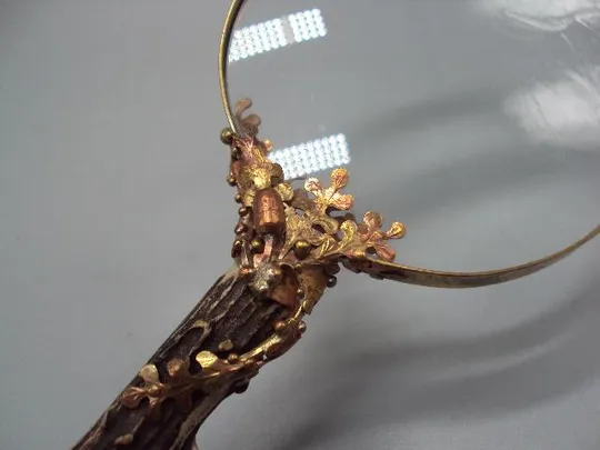 Подарочная линза увеличительное стекло лупа желуди и листья латунь, рог оленя 20,7 х 9 см №13488 Де купити