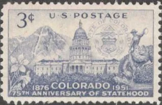 США (USA) 1951 г. АРХИТЕКТУРА. 75-я ГОДОВЩИНА ШТАТА КОЛОРАДО.. СОСТОЯНИЕ ИДЕАЛЬНОЕ МАРКА С КЛЕЕМ. Ціна