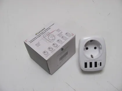 фото, 5547 Адаптер розетки LENCENT 5-в-1 з 3 портами зарядного пристрою USB Стан Нового НІМЕЧЧИНА