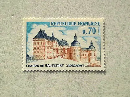 фото, Поштова марка Франція " Історія стародавня архітектура Замок Отфор " 1969 рік **