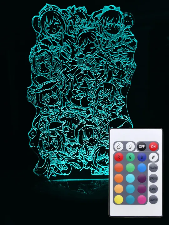 Акриловий світильник-нічник з пультом 16 кольорів Genshin 3 tty-n000833 Ціна