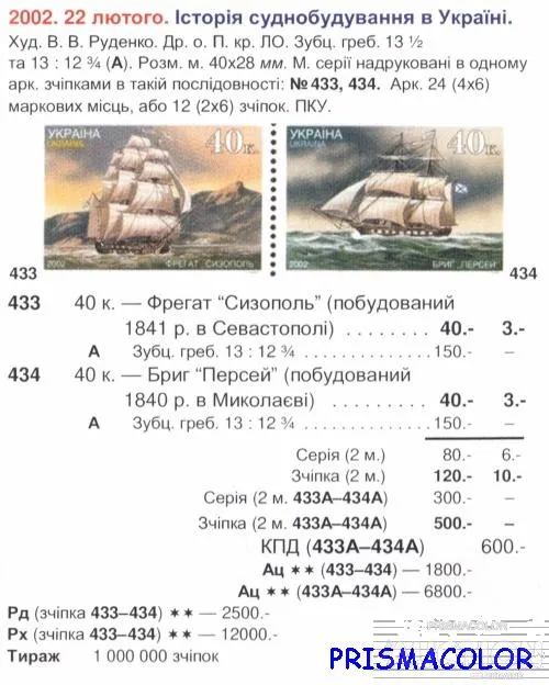 Купити ** УКРАИНА 2002 лист Судостроение Корабли