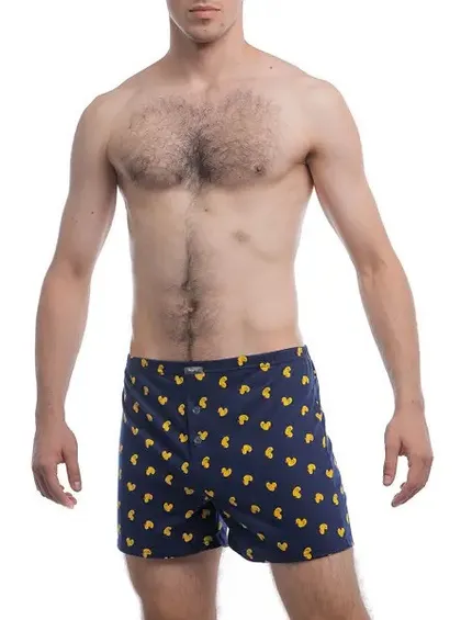 фото, Чоловічі труси боксери класика бавовна Bono МБ 000326 принт Качечки сині (розміри: 56-68) 68