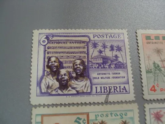 Купити марки серия Либерия 1957 Благотворительный фонд Табмен Помощь детям авиапочта лот 4 шт гаш №2682